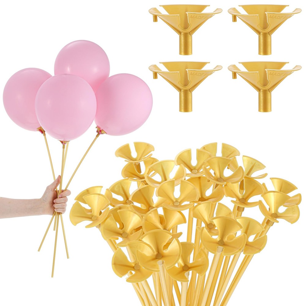 30pcs Gold Plastic Balloon Sticks,Balloon Sticks with Cups,Palitos para Globo…