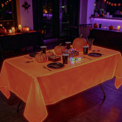 Oigco 4 Pack Neon Tablecloths, Neon Party Decorations, Pink Orange Green Glow in