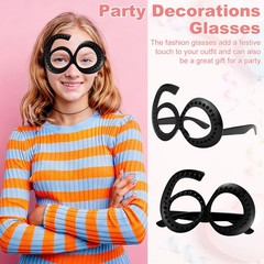 6-Pack Birthday Glasses with Rhinestones, 60th Photo Booth Props [Black]