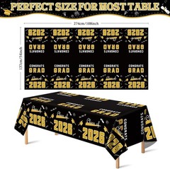 Celebrate Graduation 2026 with 2 Pack Elegant Black & Gold Tablecloth – 54″x108″