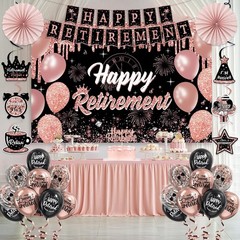 Retirement Party Decorations for Women,52Pcs PRE-STRUNG Rose Gold Black Party…