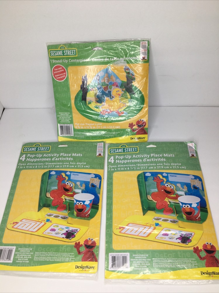 Designware Sesame Street Stand-Up Centerpiece Big Bird+ 2x Activity Placemats A9