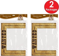 2-Pack Cowboy Themed Photo Frames – Ideal for Wild West Party Fun (23½» x 15½»)