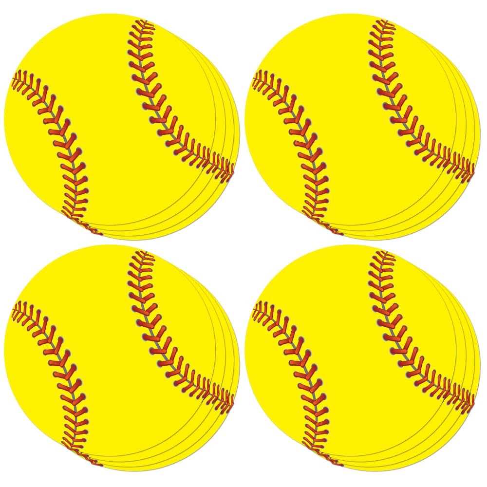 100 PCS Softball Cutout Paper Ball Decor With 100 PCS Glue Point Crafts