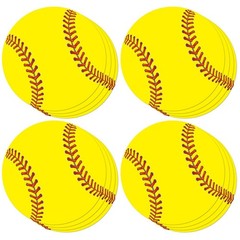100 PCS Softball Cutout Paper Ball Decor With 100 PCS Glue Point Crafts