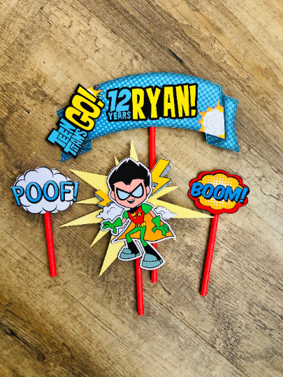 Personalized Teen Titans Cake Topper Party Favors Birthday