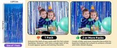 Blue Streamers Party Decorations 3.3×8.2ft, 2 Pack Dark Blue Tinsel Backdrop for