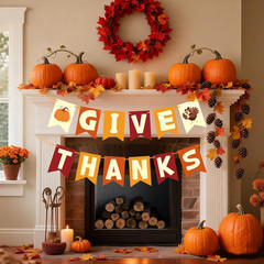Thanksgiving Decorations – GIVE THANKS Banner, Friendsgiving Party Decorations