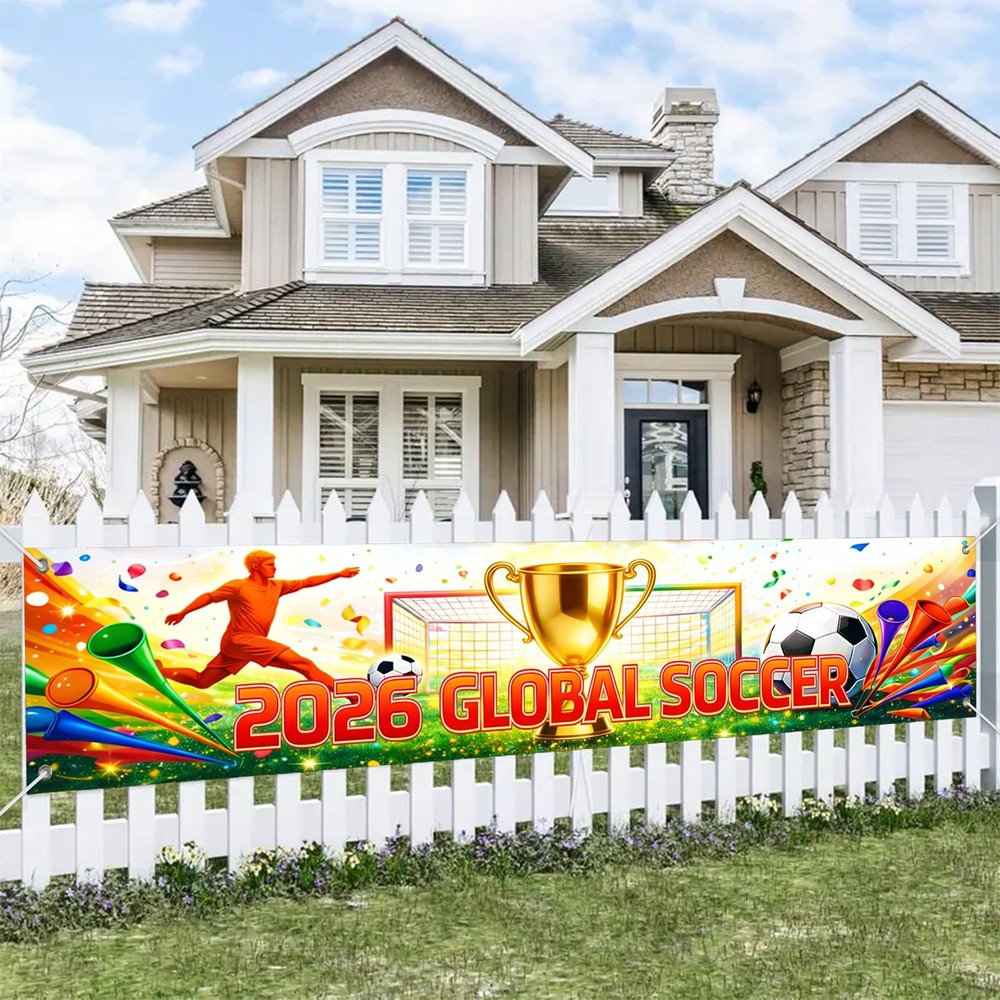 World Cup Party Decorations 118×20 Inches Football 2026 Soccer Party Banner Tour