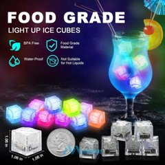 Light Up Ice Cubes, 4~96Pcs Multi Color LED Ice Cubes for Party Drinks Reusable