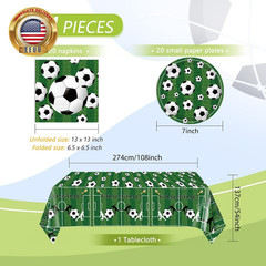 Soccer Theme Party Decorations,41Pcs Soccer Birthday Party Supplies Tableware Se