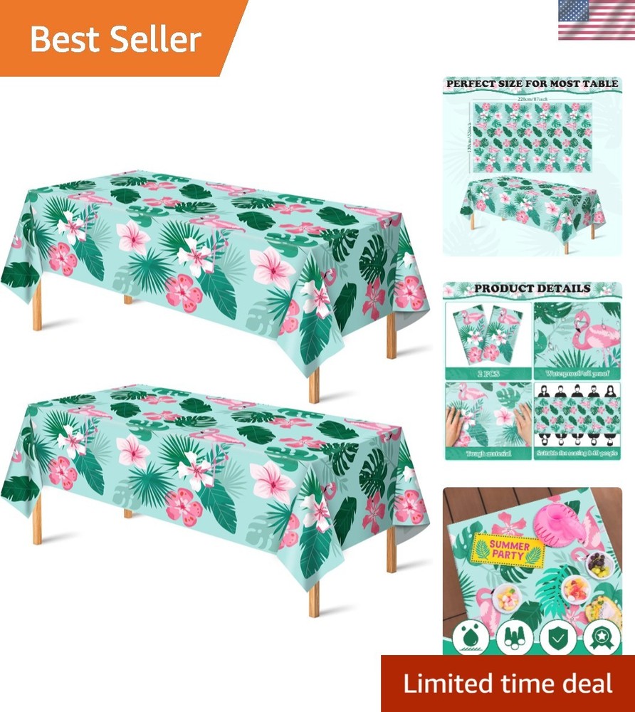 Stylish Hawaiian Themed Tablecloths (2 Pack) – 52 x 87 Inches, Easy Cleanup