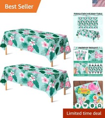 Stylish Hawaiian Themed Tablecloths (2 Pack) – 52 x 87 Inches, Easy Cleanup