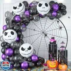 Halloween Decorations Balloon Arch Garland Kit, 101pcs Metallic Purple and Ma