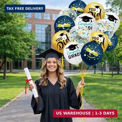 Graduation Decorations 2026 – Graduation Balloons 62pcs 12 Inch Navy Blue Gold W