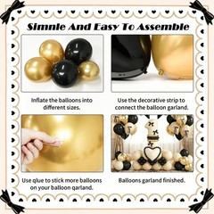 Black Bow 1st Decorations, White Sand Black Gold Balloons with Bow Heart Numb…