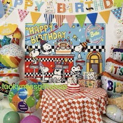 Snoopy Theme Happy Birthday Backdrop Birthday Party Decoration 5×4.3ft