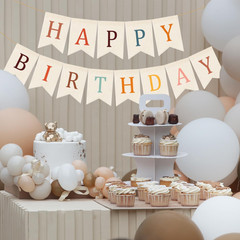 Happy Birthday Burlap Banner Boho Birthday Garland Bunting Bohemian Party Hangin