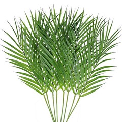 Artificial Areca Palm Leaves, 8 Pcs Faux Tropical Tree Leaves Green