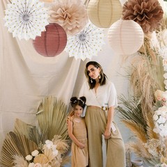 Boho Baby-Shower Party-Decorations Streamers-Lanterns – 14pcs White Brown Cha…