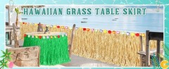 4 Pack Luau Grass Table Skirt Natural 9 Feet x 29.5 Inch Hawaiian Table Skirt