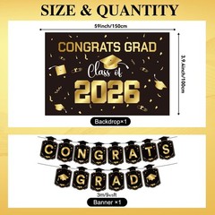 Graduation Decorations 2026 Gold Themed Set – Congrats Grad Banner, Class of …