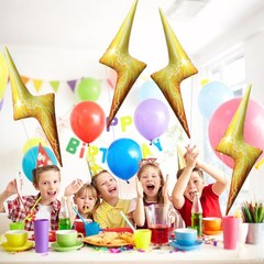 4 Pcs Lightning Bolt Balloons, Huge Yellow Lightning Aluminum Foil Balloons f…