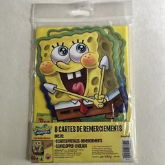 Sponge Bob square pants new party 8 thank you cards ship fast Fun Festive Sealed