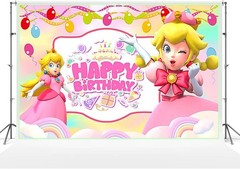 Super Mario Princess Peach Birthday Backdrop Castle Background Photo Banner