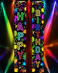 FuWeave Glow in The Dark Door Banner Rave 71 x 12 inches, Happy Birthday