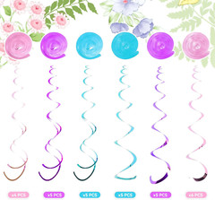 Butterfly Party Decorations – 46 Pieces Pink Purple Butterfly Hanging Swirl Spri