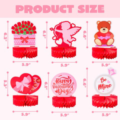 12pcs Valentine Honeycomb Table Centerpieces Heart Bear Kids Party Decorations