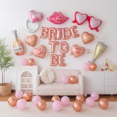 «Bride To Be» Rose Gold Foil Balloon Kit, Bachelorette Party Decorations with…