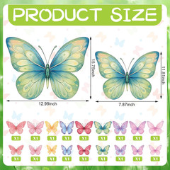 18 Pcs Large Butterfly Party Decorations 2 Sizes 3D Paper Butterfly Wall Decor