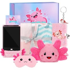 Axolotl Gift Set for Easter, Valentine’s & Birthdays – Flannel Blanket, LCD Tabl