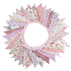 10M/32Ft Triangle Bunting Banner, 36 Pcs Cotton Fabric Flags Pennant Garlands…