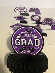 Graduation Party Honeycomb Centerpieces Purple And Black – 8 Included