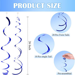 30 Pcs Blue Hanging Swirls Decorations Swirl Party Decorations Plastic Party Str