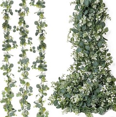 Artificial Eucalyptus Vines (3-Pack, Total 17.7Ft), Green Eucalyptus Garland