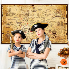 Halloween Pirate Treasure Map Backdrop Pirate Theme Background Jewelry Map Banne