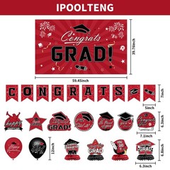 Graduation Decorations 2026 Red Congrats Grad Banner Backdrop Party Supplies Set