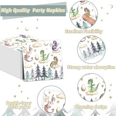 Dragon Birthday Party Decorations Magic Watercolor Tableware Set for Kids