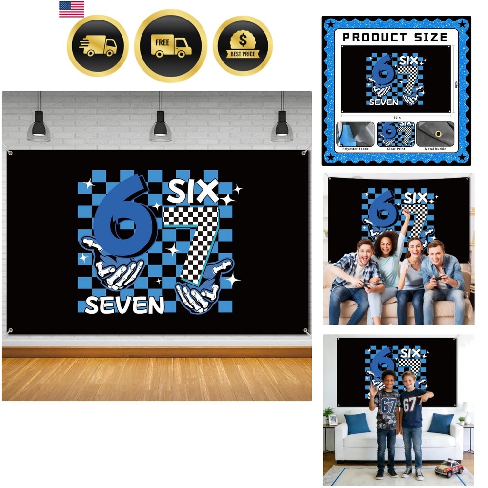 6 7 Birthday Decorations Funny 6 7 Meme Booth Backdrop Six Seven Birthday Par…