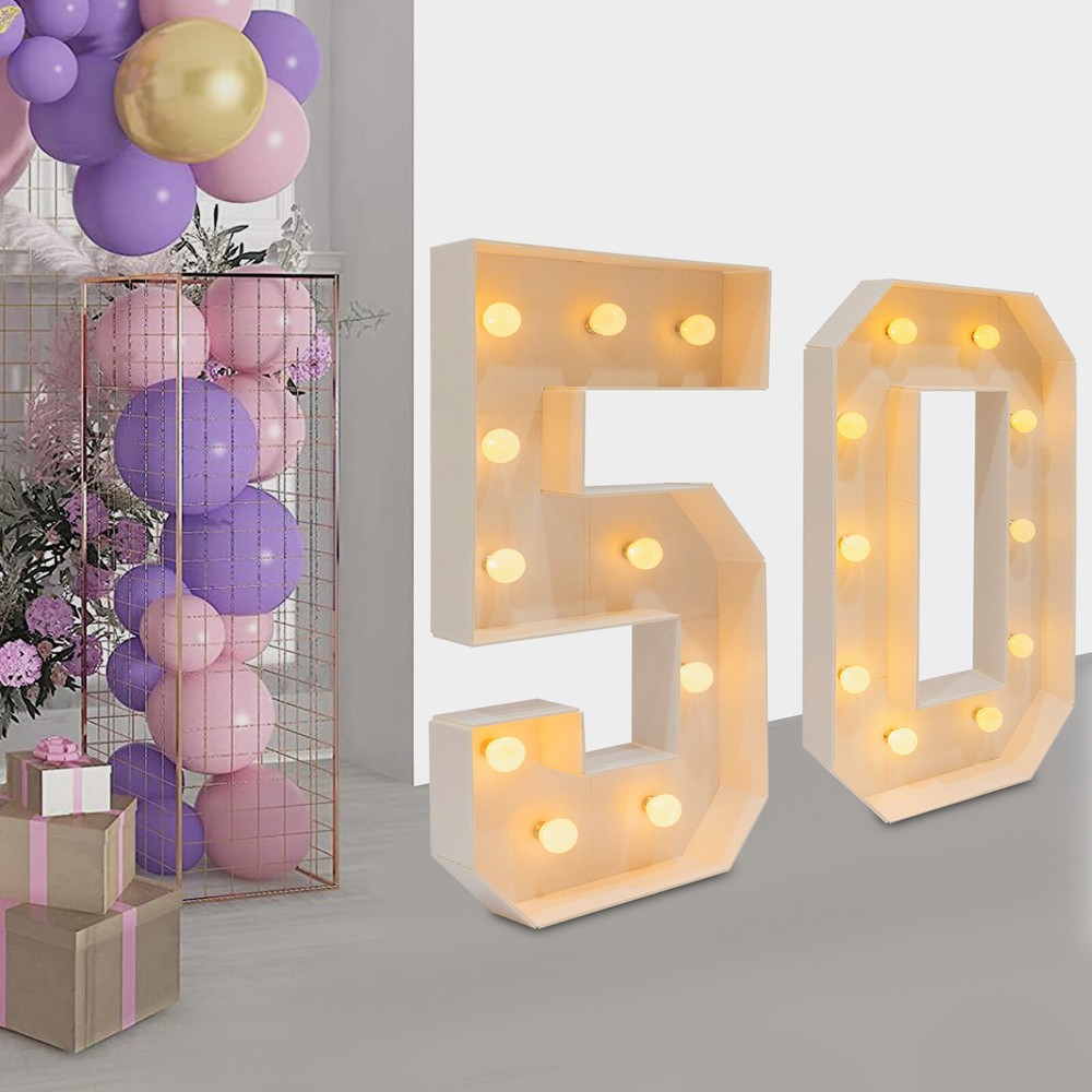 40in Marquee Light Up Numbers 50 Large White LED Numbers for 50th Birthday USA