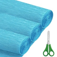 3 Rolls Blue Crepe Paper 17Inch x 8.2ft DIY Gift Color Flowers Set Party Decor