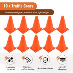 10 Pcs Traffic Cones – 7 Inch of Multipurpose Construction Theme Party8601