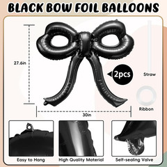 2 Pcs Bow Birthday Decorations Black Bow Balloons Bow Party Decorations Giant Fo