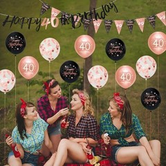 Women 40Th Birthday Decorations Black Rose Gold 40Th Birthday Party Decorations