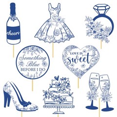 Something Blue Bridal Shower Centerpiece Stick Wedding Table Decor 16 PCS