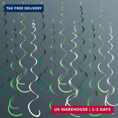 36Pcs Green Hanging Swirl Decorations Ombre Green Felt Swirl Streamer Spiral Cei